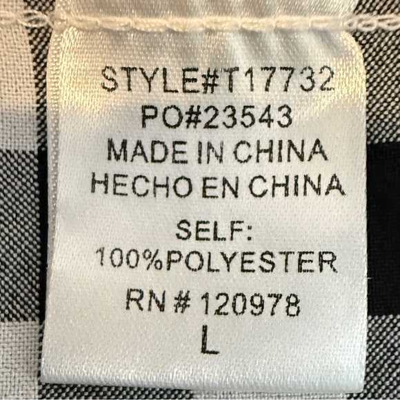 Entro Black and White Gingham Women’s Babydoll Blouse - Picture 5 of 5